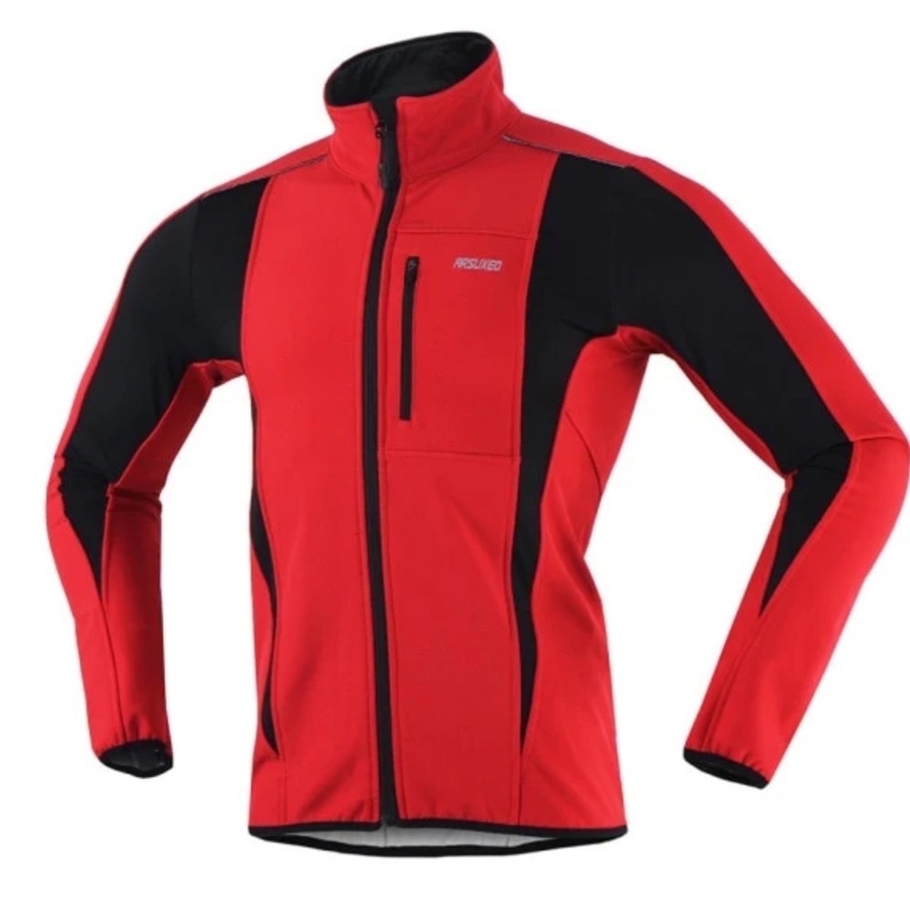 ARSUXEO Men's Medium Thermal Breathable Softshell Fleece Cycling Jacket Medium